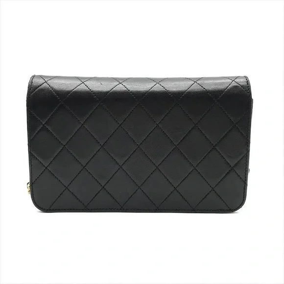 Authentic CHANEL 1988 Vintage classic flap black lambskin leather 24k gold bag - Picture 7 of 13